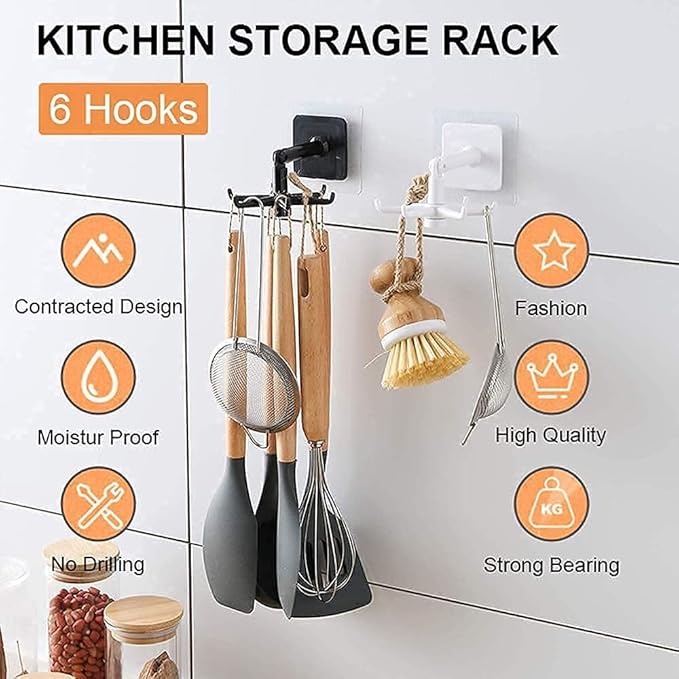 Space Saving Rotating Kitchen Hook ( Set of 4 )